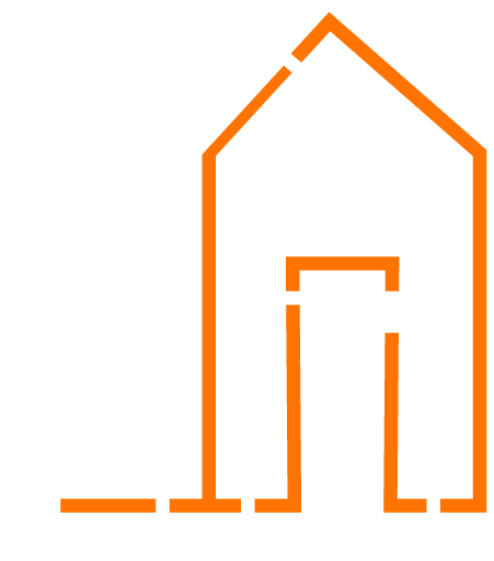 Picto maison orange et blanc